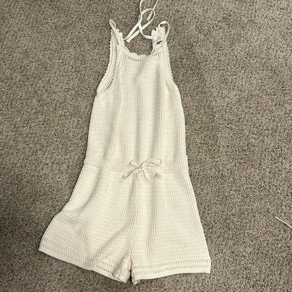 Cream knit romper